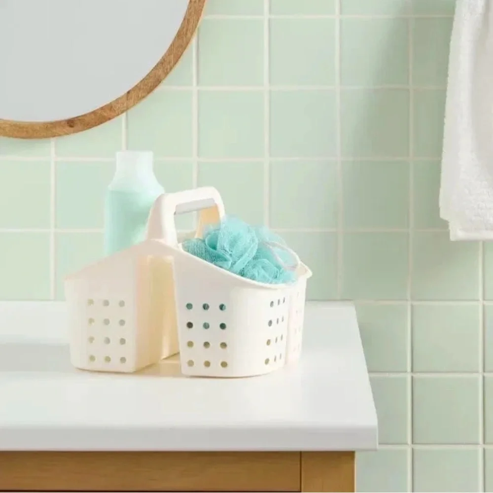2 PACK Portable Shower Caddy for Dorm, Bathroom Storage Organizer - Ivory NWT